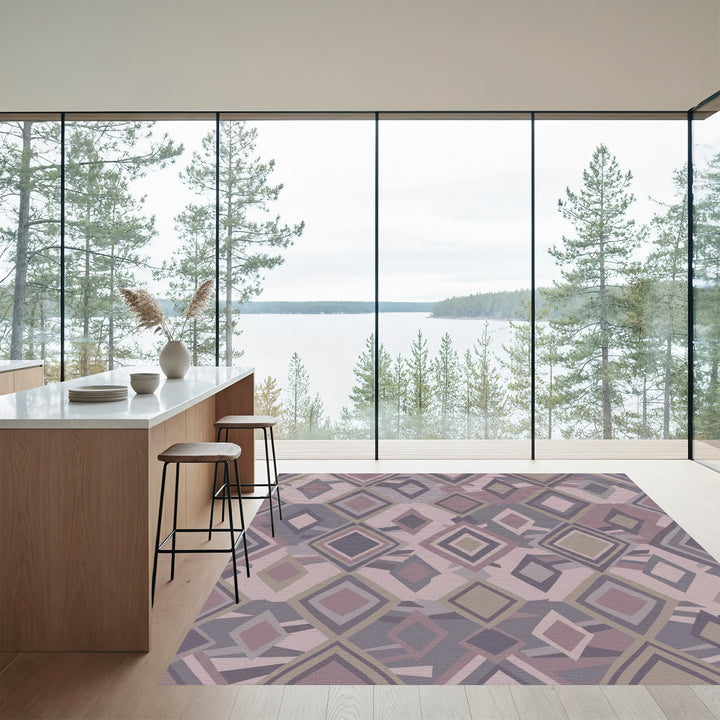 Muted Mauve Diamond Geometric Array Rug