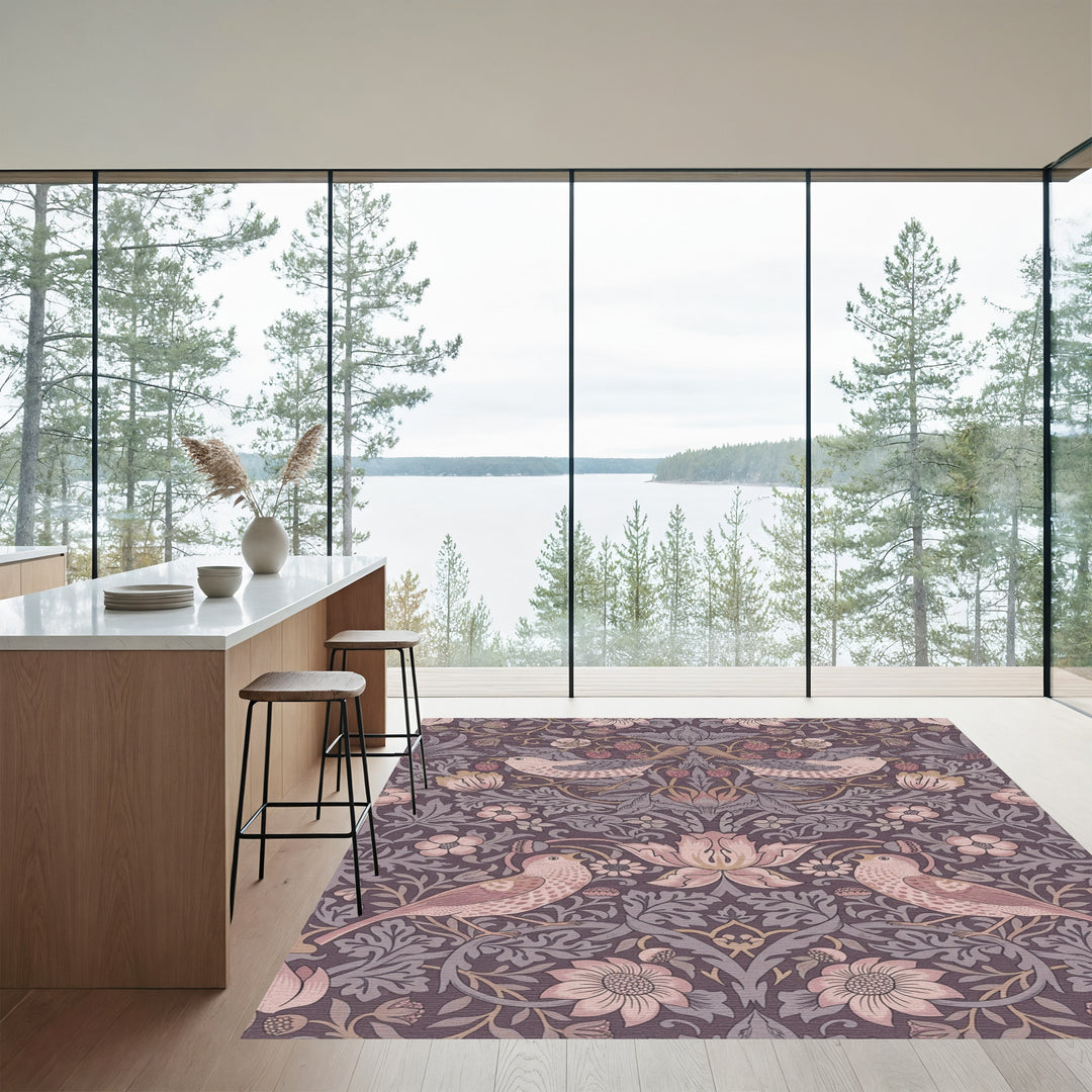 Aubergine Bird Strawberry Garden Rug