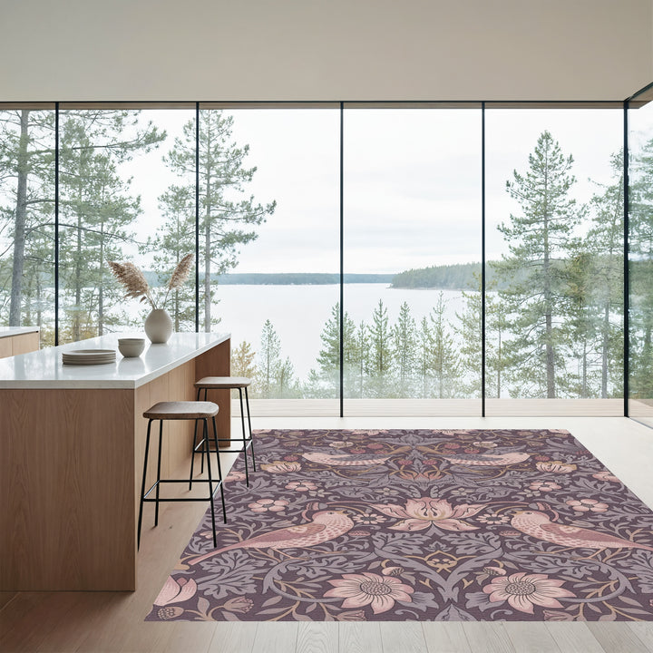 Aubergine Bird Strawberry Garden Rug