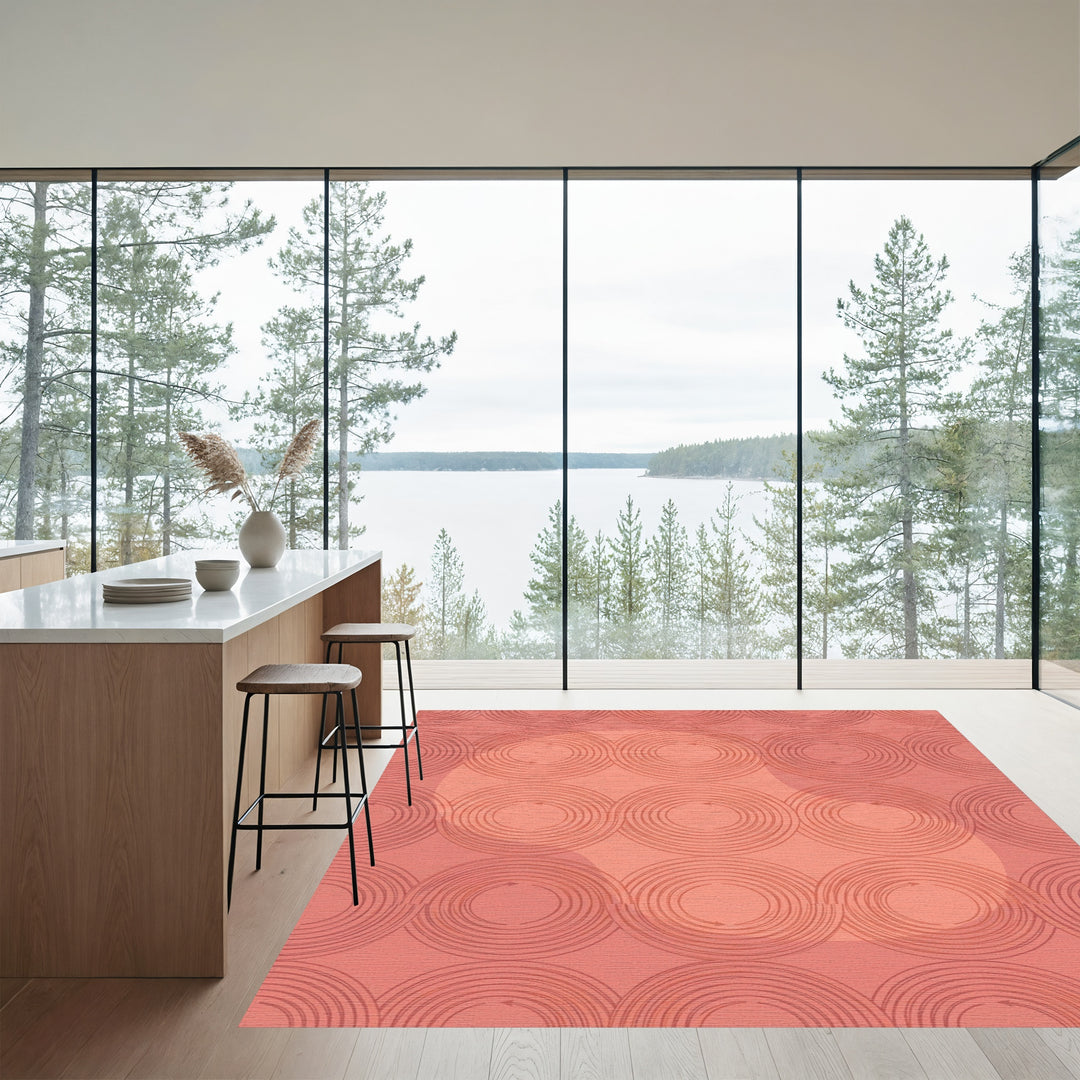 Coral Swirling Circles Repeat Rug