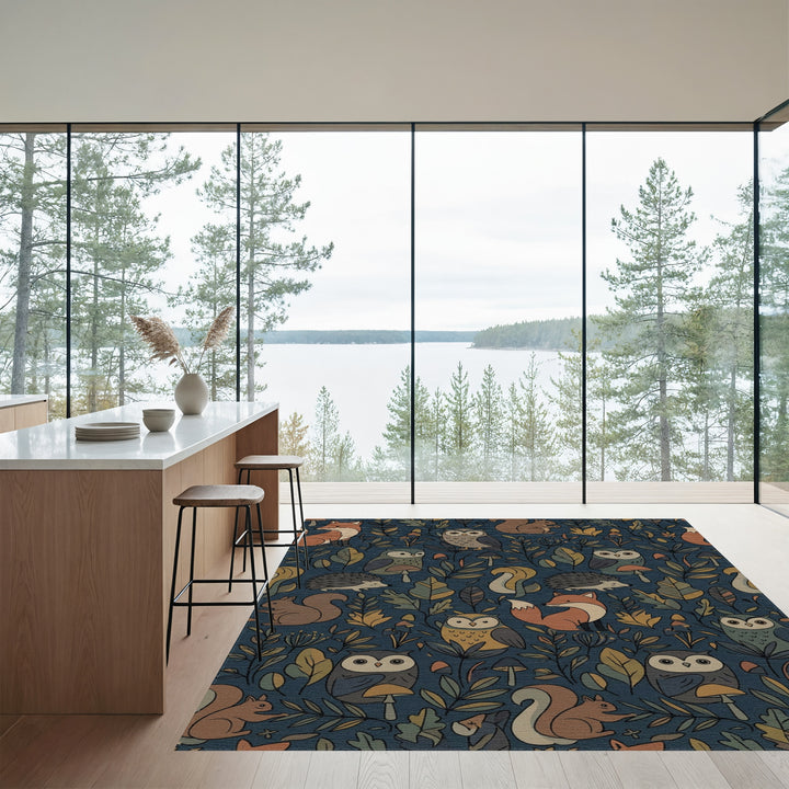 Woodland Creatures Foliage Autumn Animals Rug