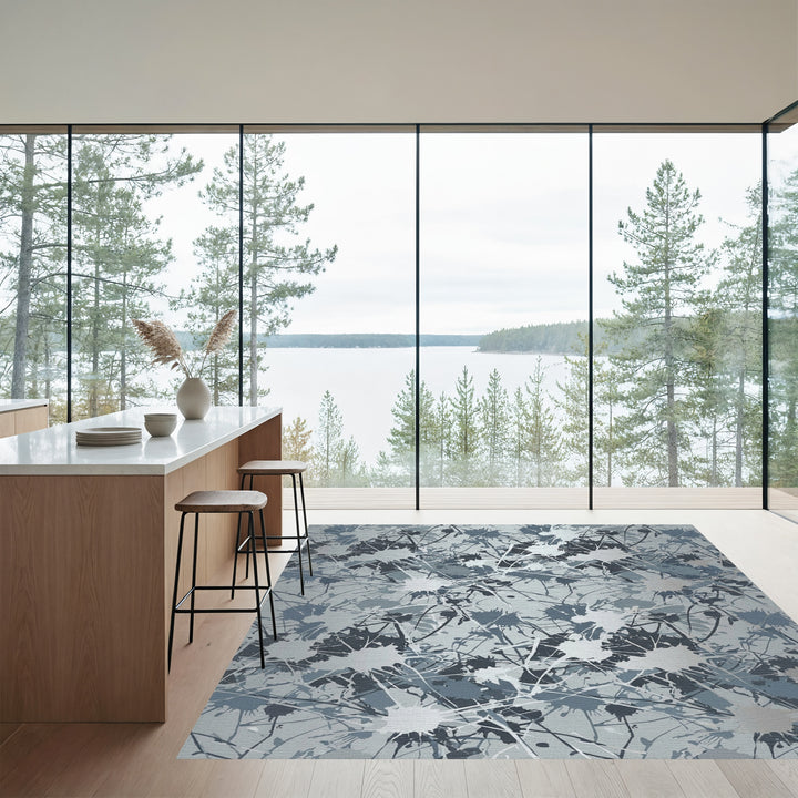 Gray Splatter Abstract Contemporary Rug