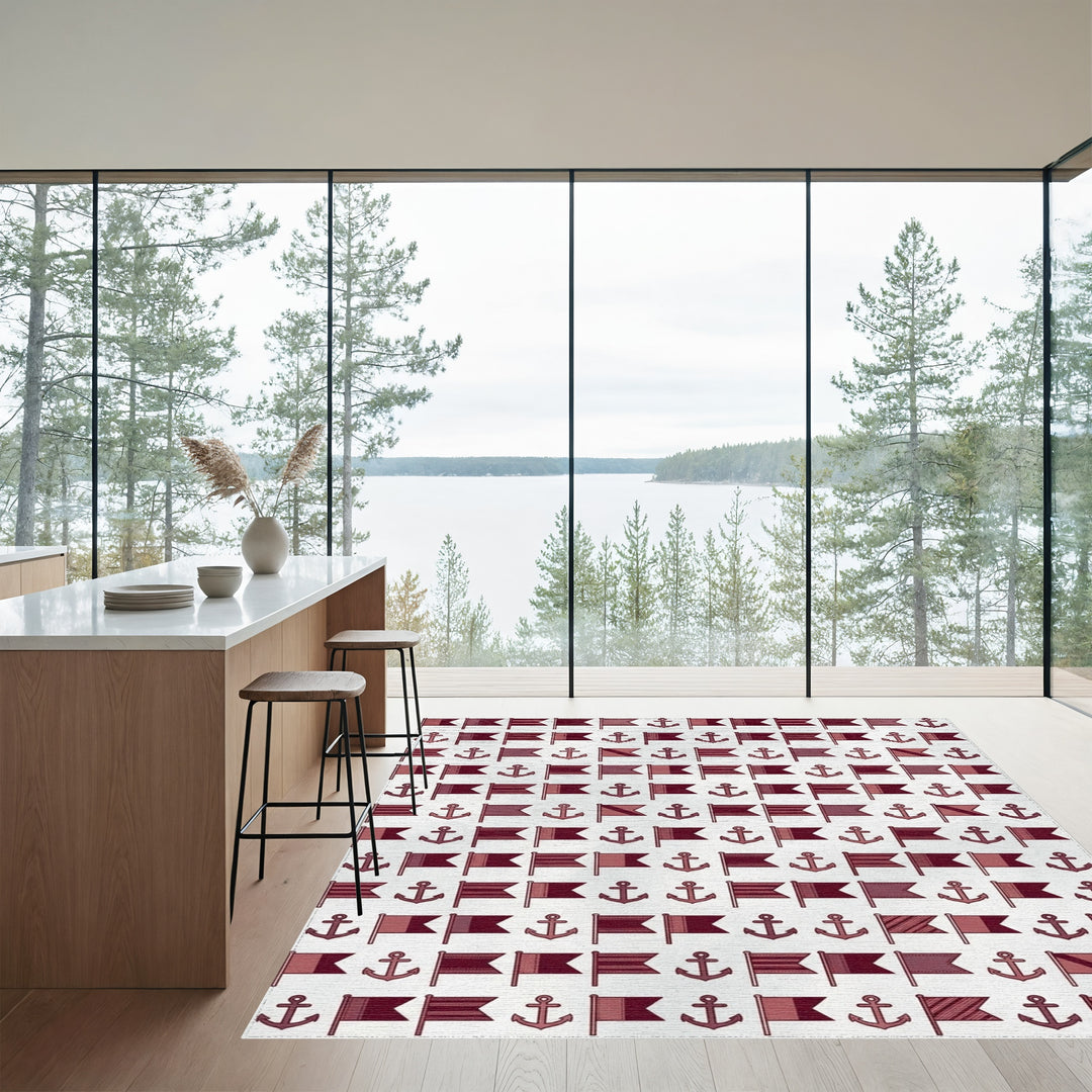 Nautical Flags and Anchors Pattern Rug
