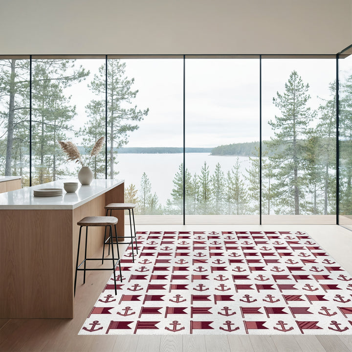 Nautical Flags and Anchors Pattern Rug
