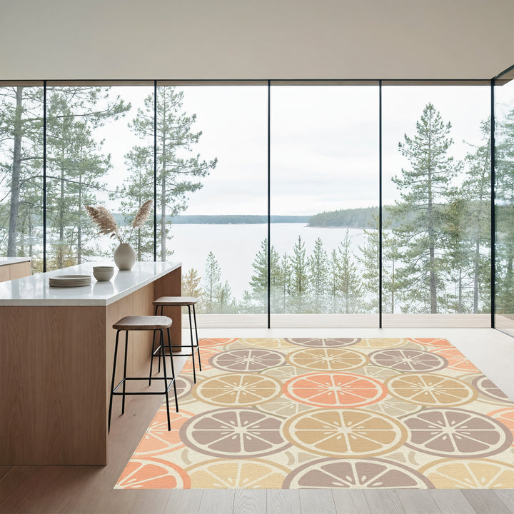 Retro Citrus Slices Arrangement Rug