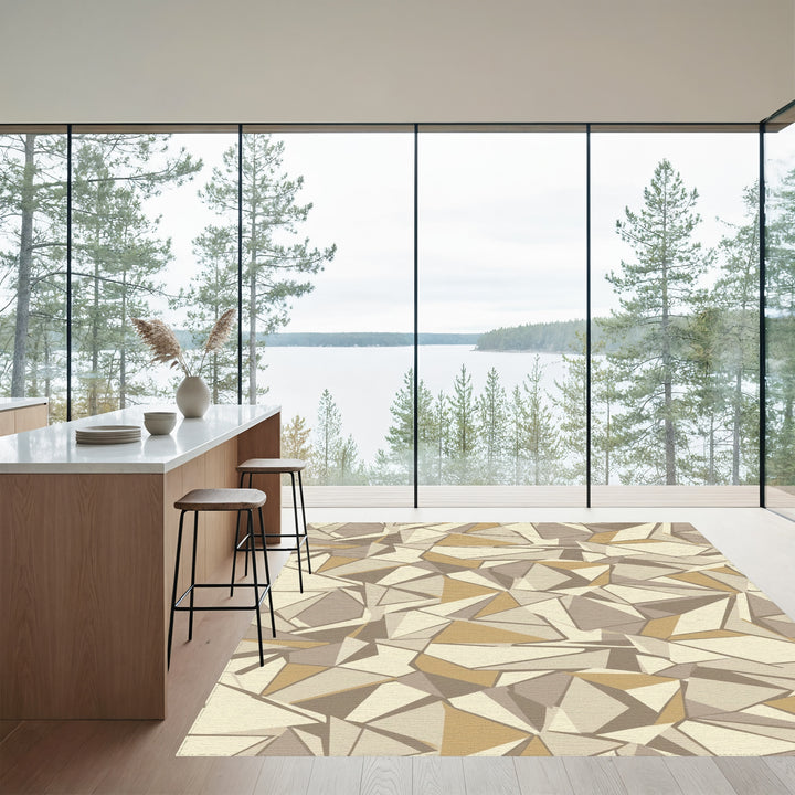 Earthy Geometric Faceted Arrangement Rug