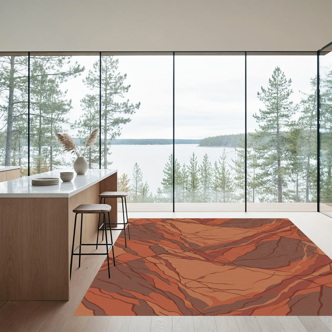 Terracotta Stone Veined Abstract Rug