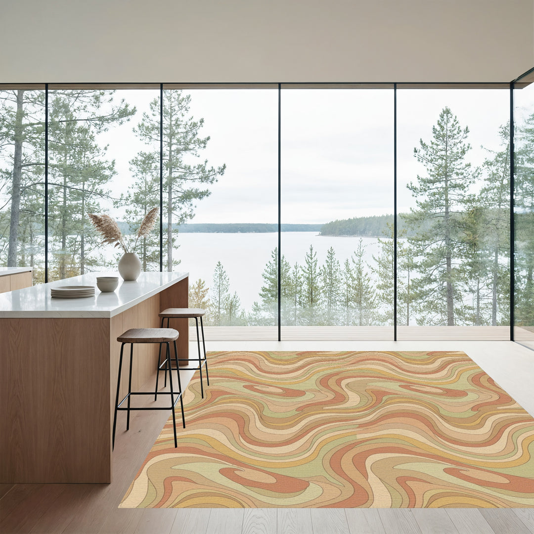 Earthy Swirl Flowing Lines Rug