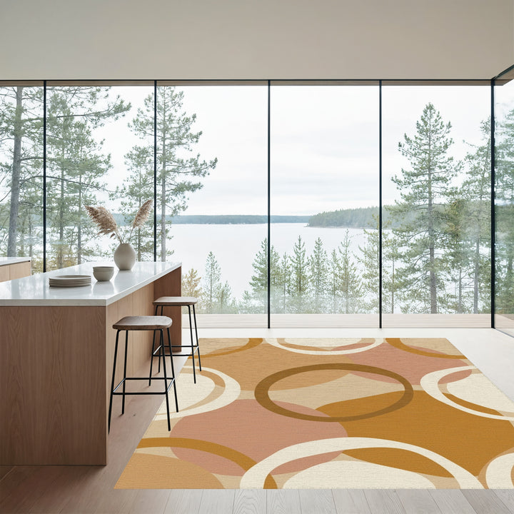 Earthy Geometric Abstract Circles Rug