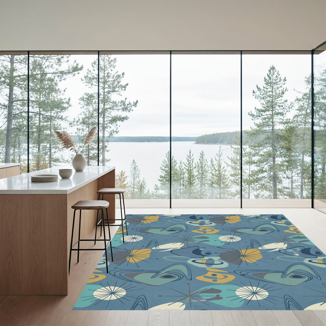 Atomic Mid Century Starburst Shapes Rug