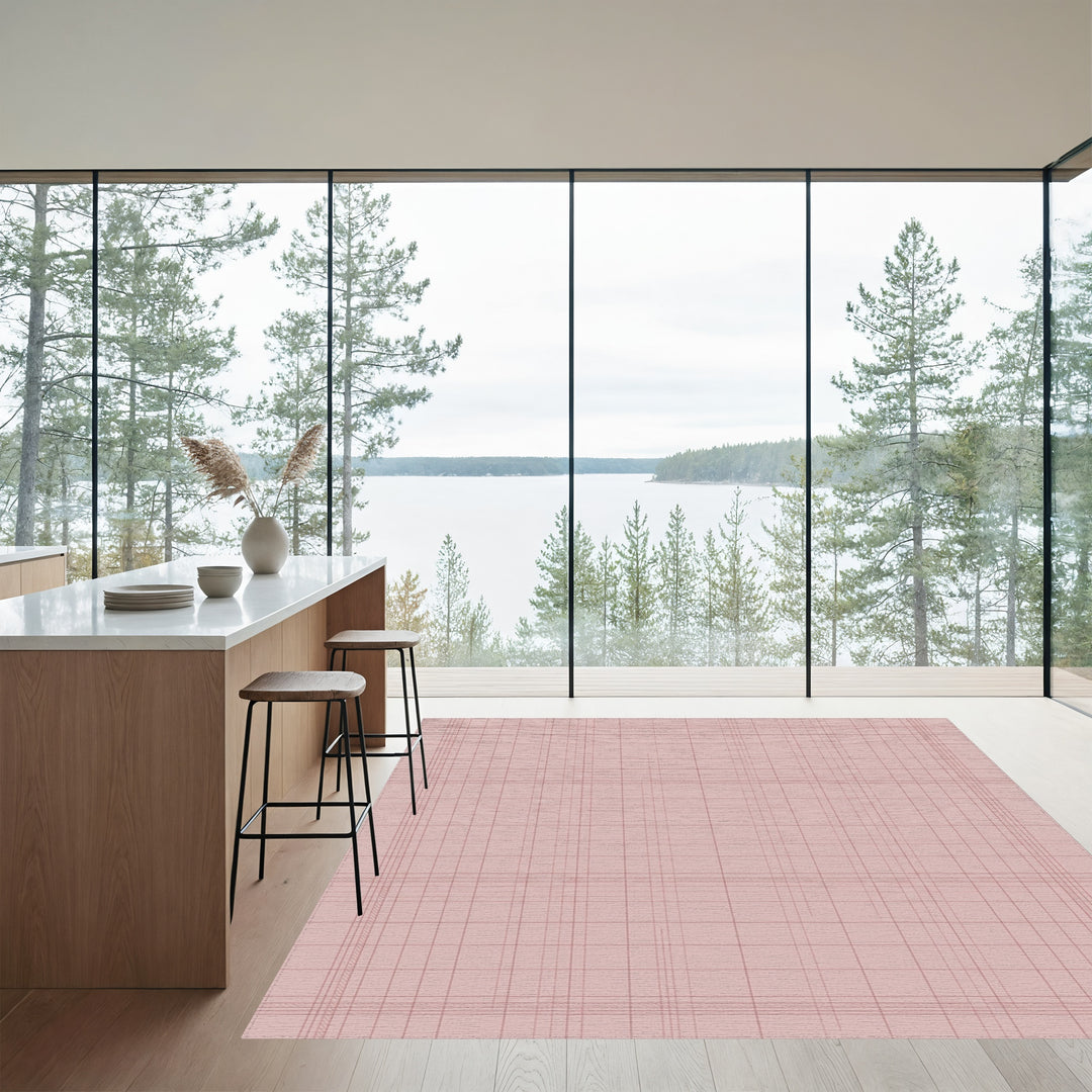 Dusty Rose Plaid Grid Rug