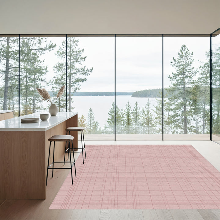 Dusty Rose Plaid Grid Rug