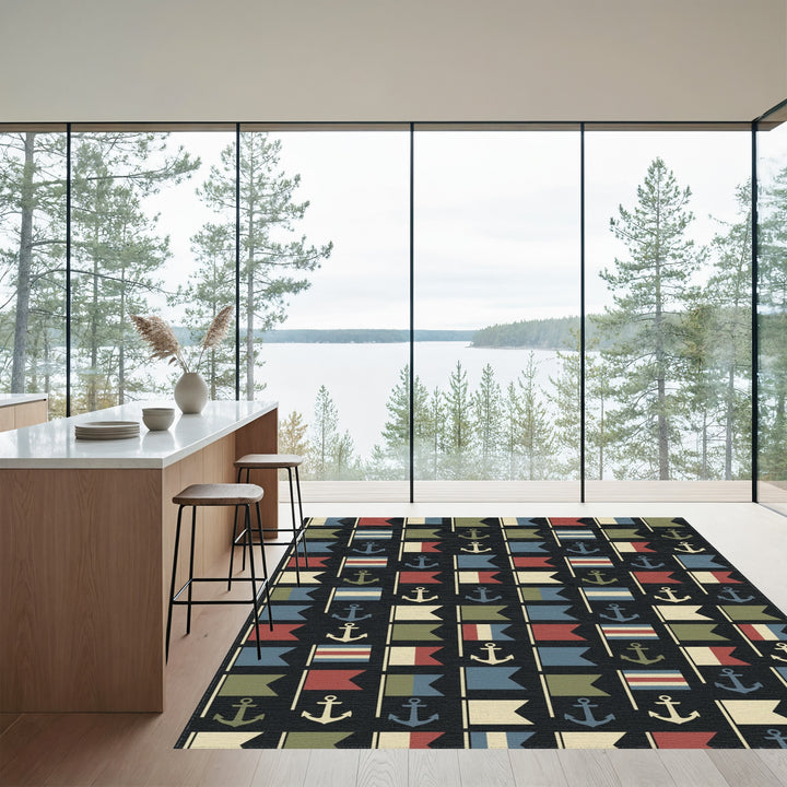 Nautical Flags and Anchors Repeat Rug