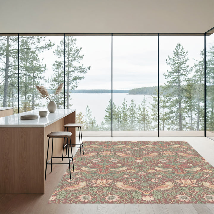Rose Vintage Bird Floral Garden Rug