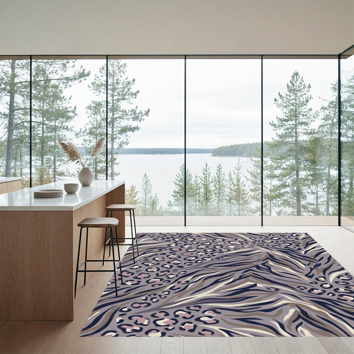 Earthy Leopard Zebra Blend Rug