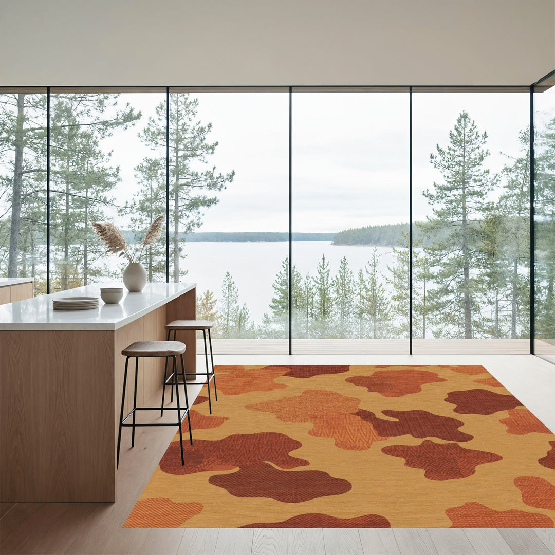 Earthy Camouflage Herringbone Texture Rug