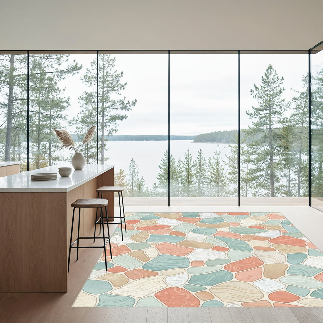 Tumbled Stone Pastel Coastal Mosaic Rug