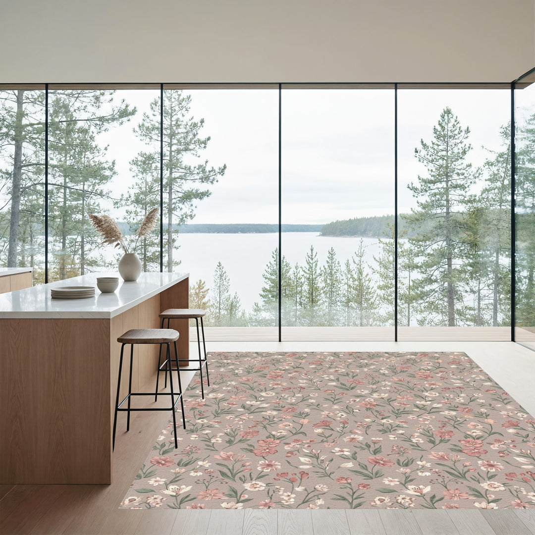 Dusty Rose Charming Wildflower Meadow Rug