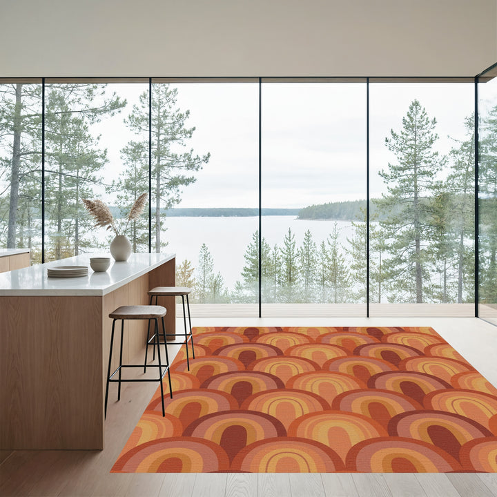 Retro Arch Rainbow Terracotta Rug