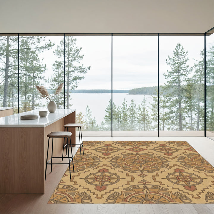 Navajo Compass Medallion Earth Tone Rug