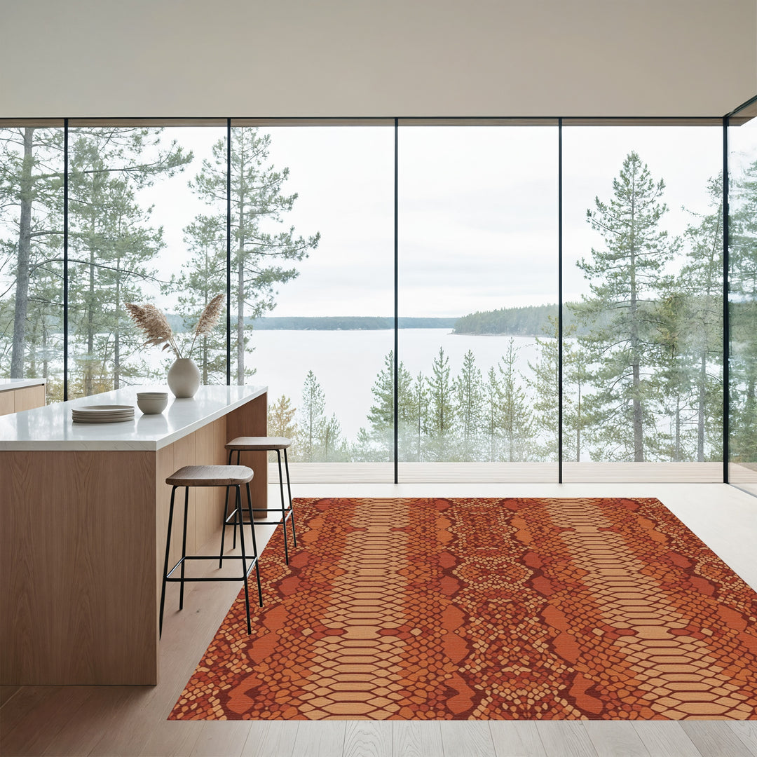 Terracotta Snake Scale Imprint Rug