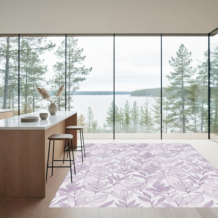 Lavender Botanical Abstract Layered Rug