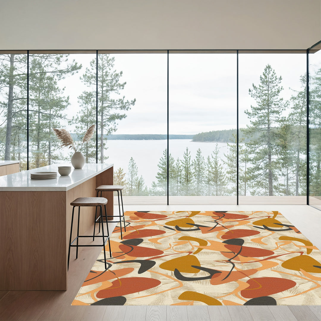 Organic Ochre And Burnt Orange Shapes Rug