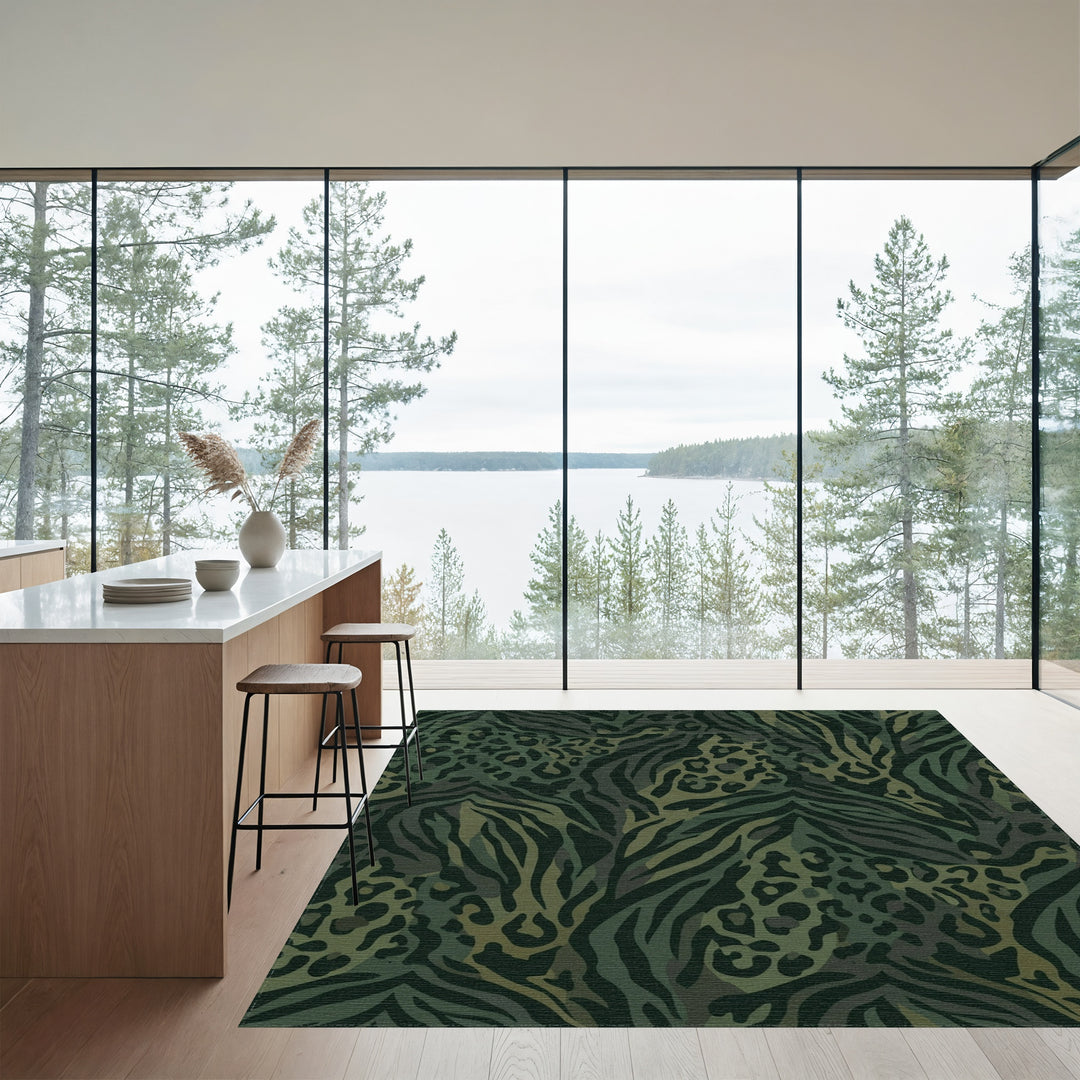 Forest Camo Animal Print Rug