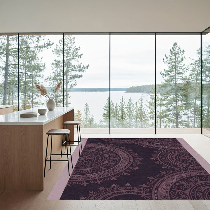Dark Plum Mandala Medallion Rug