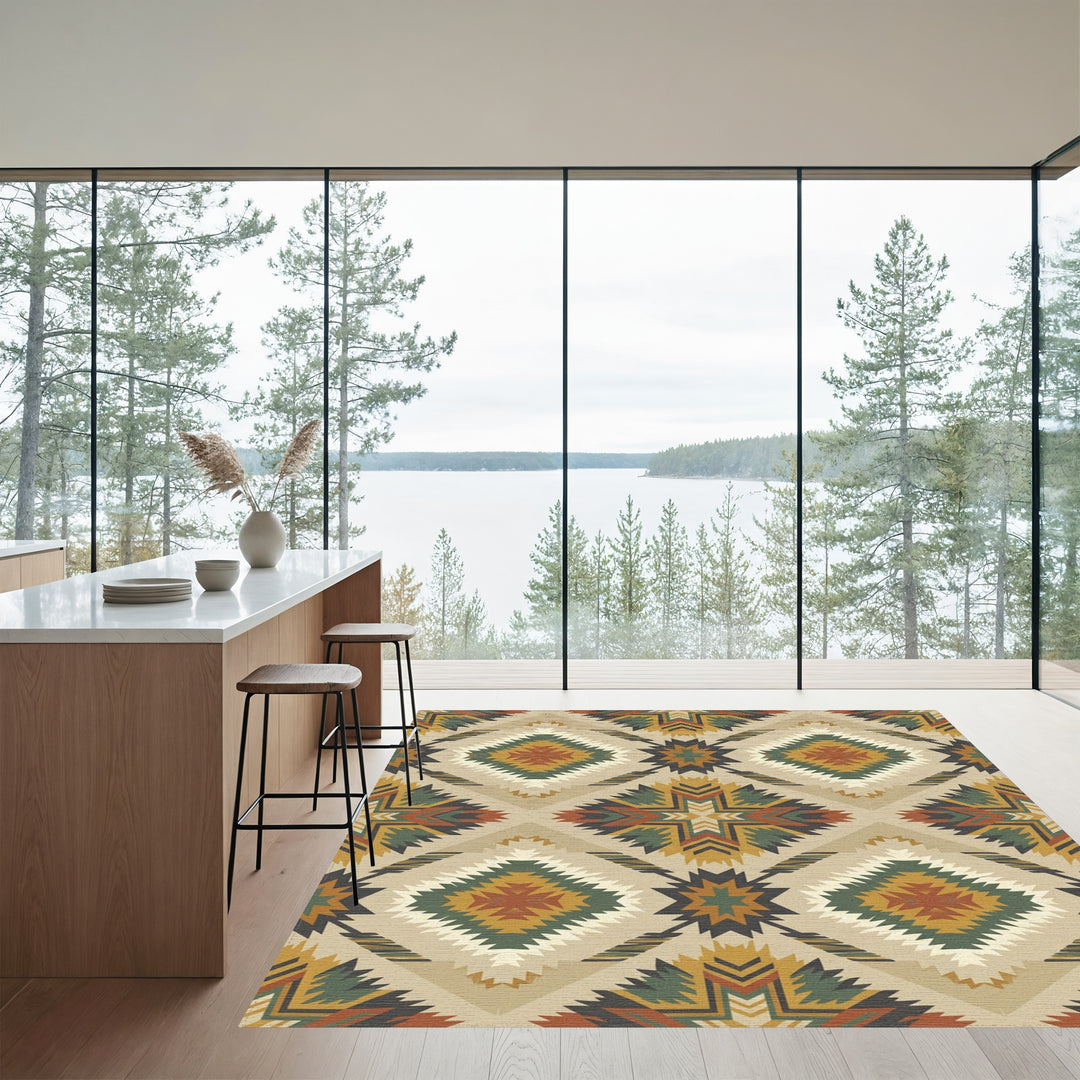 Geometric Southwestern Diamond Medallion Rug