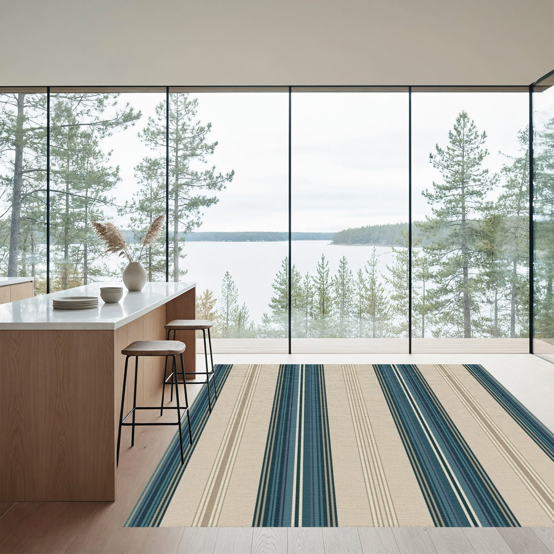 Coastal Teal Stripe Classic Rug