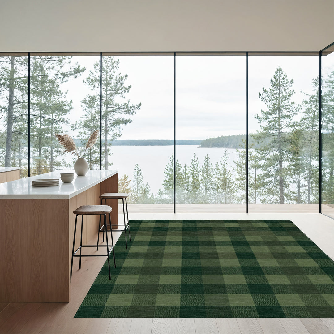 Green Plaid Square Texture Rug