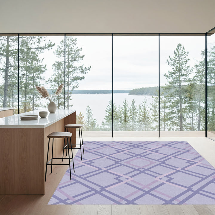 Soft Purple Geometric Intersecting Diamonds Rug