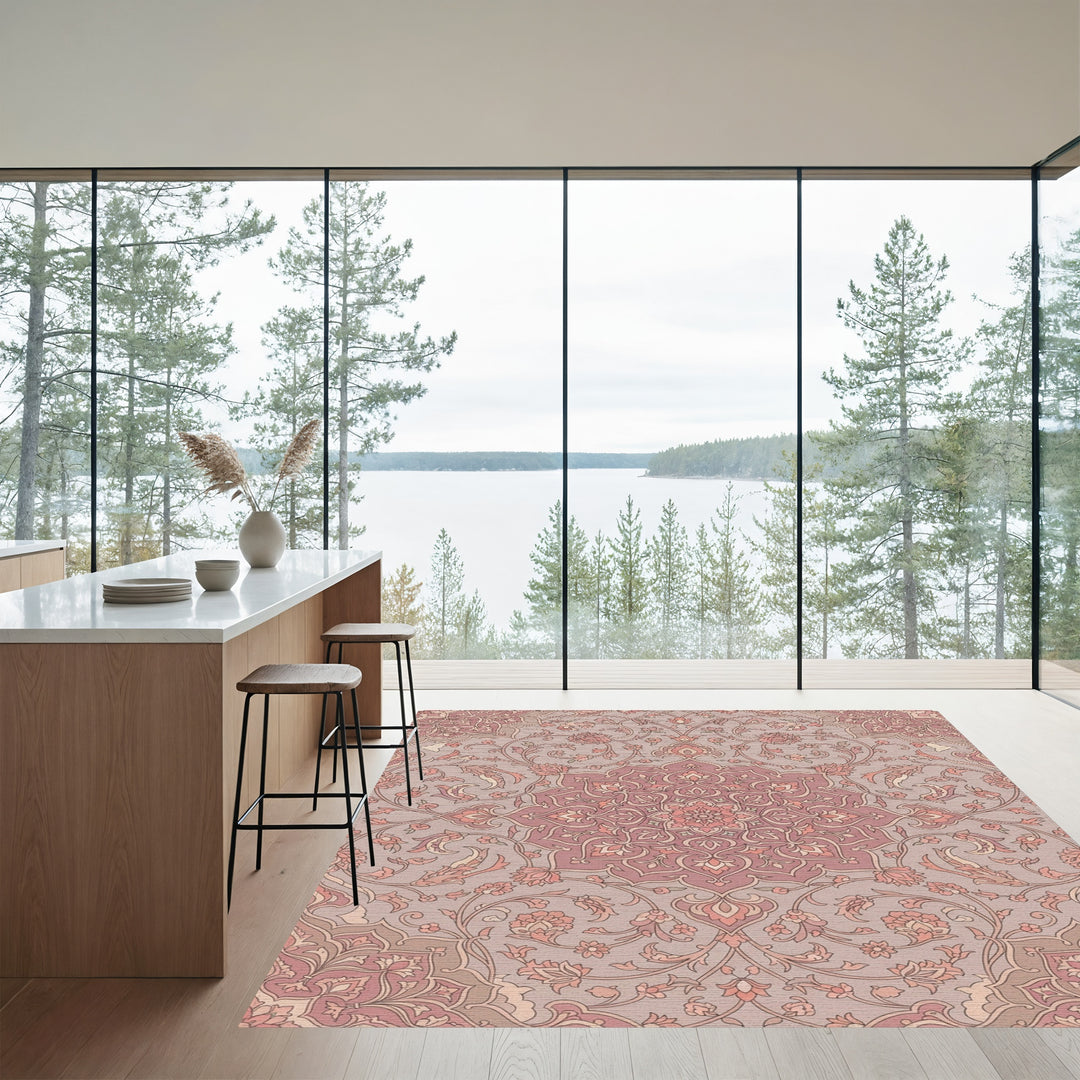 Rose Medallion Floral Vine Rug