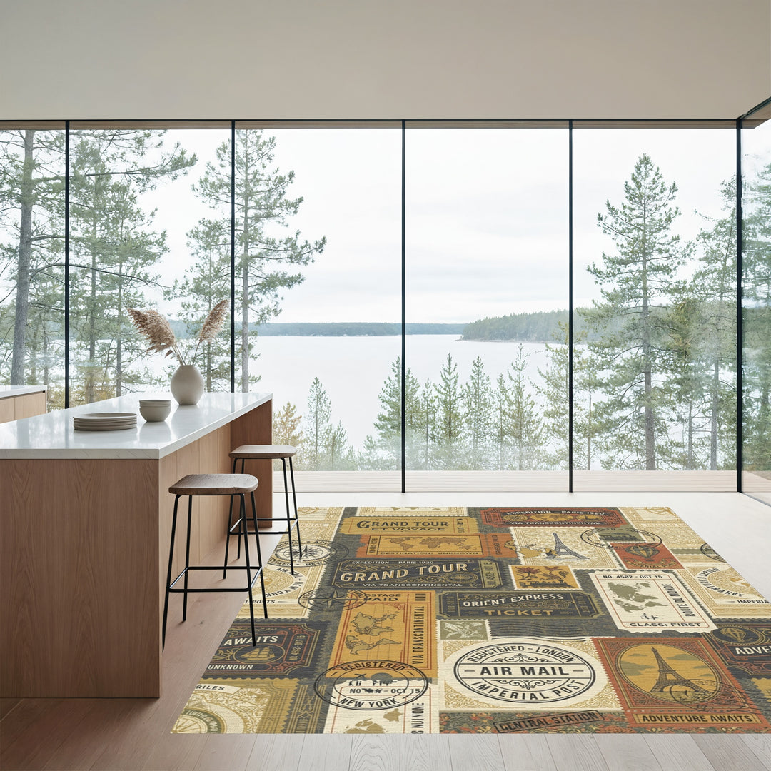 Voyage Ephemera Collage Rug