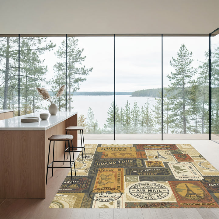 Voyage Ephemera Collage Rug