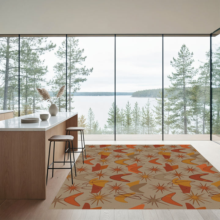Mid Century Boomarang Starburst Accents Rug