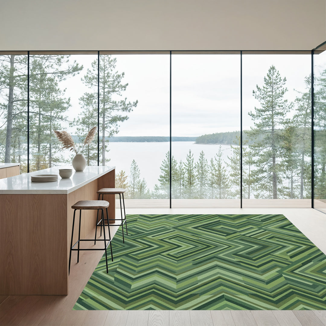 Geometric Chevron Garden Rug