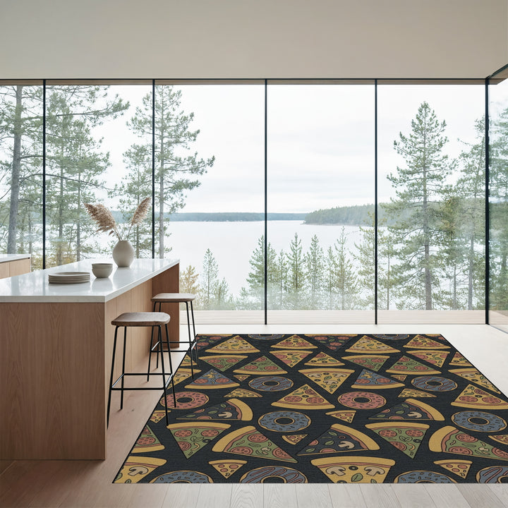 Whimsical Pizza and Donut Repeat Rug