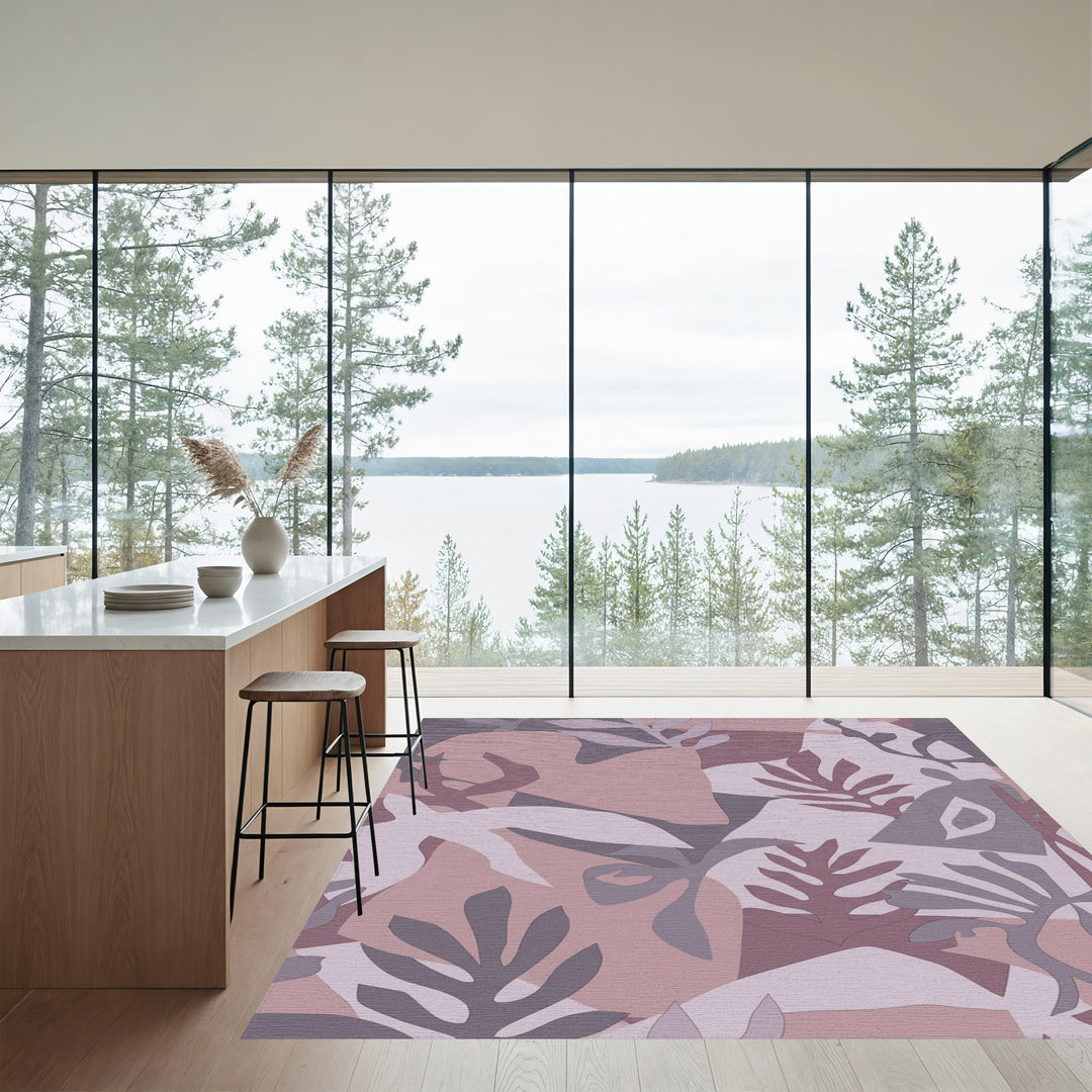 Muted Tones Botanical Cutout Arrangement Rug