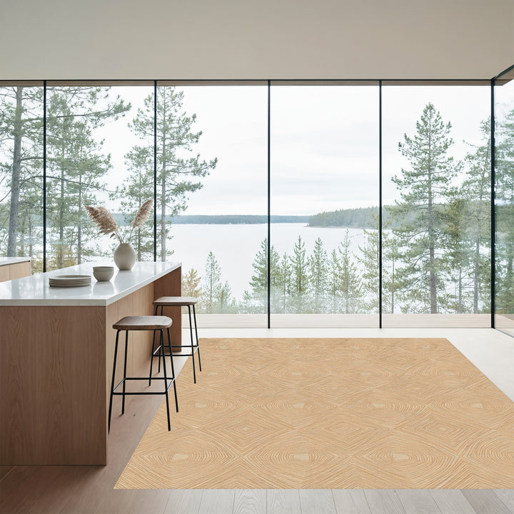 Neutral Wood Grain Diamond Weave Rug
