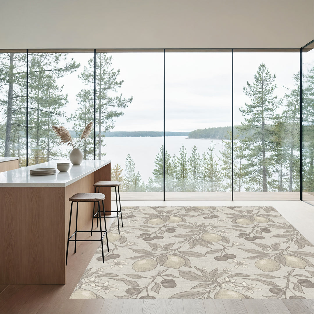 Tonal Lemon Cherry Blossom Botanical Rug