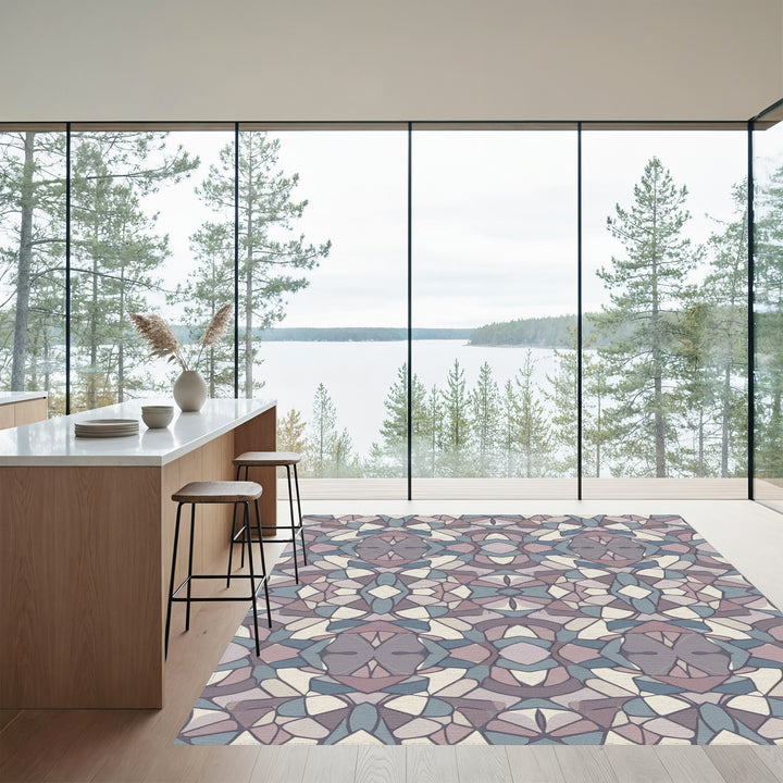 Muted Geometric Abstract Mosaic Rug