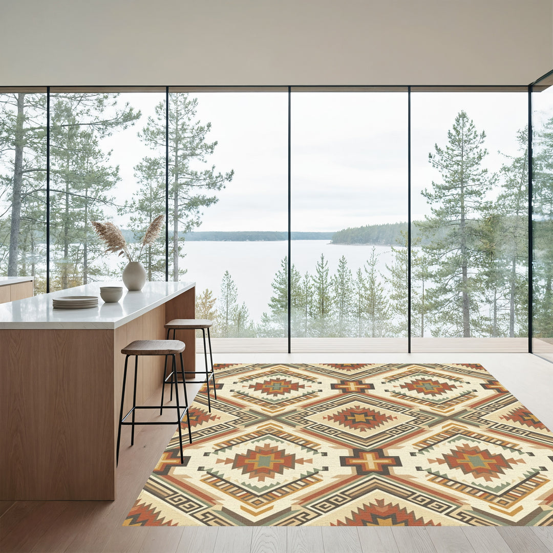 Earthy Southwest Diamond Geometric Rug