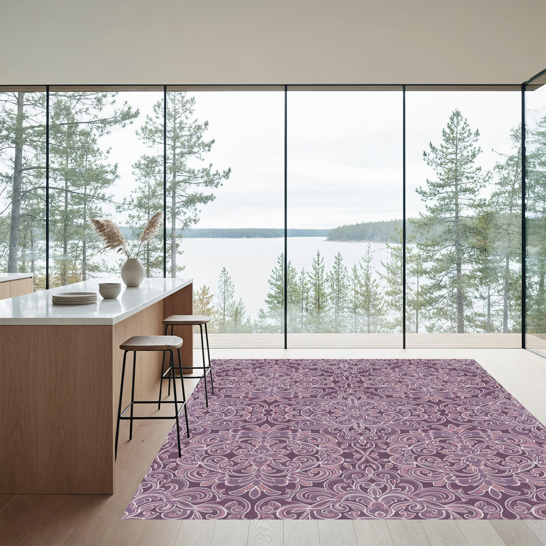 Plum Floral Acanthus Vine Rug