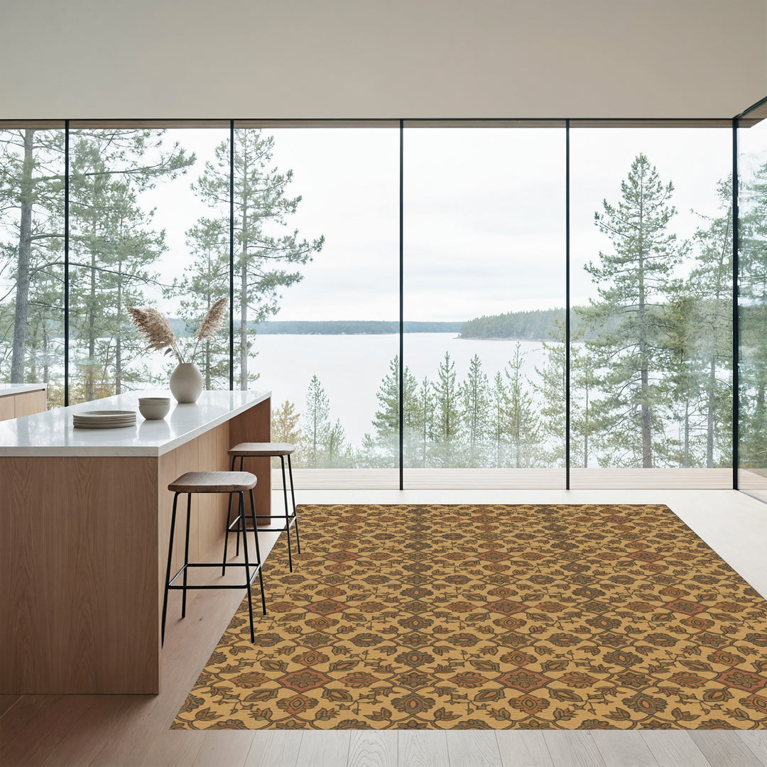 Vintage Earthy Floral Lattice Rug