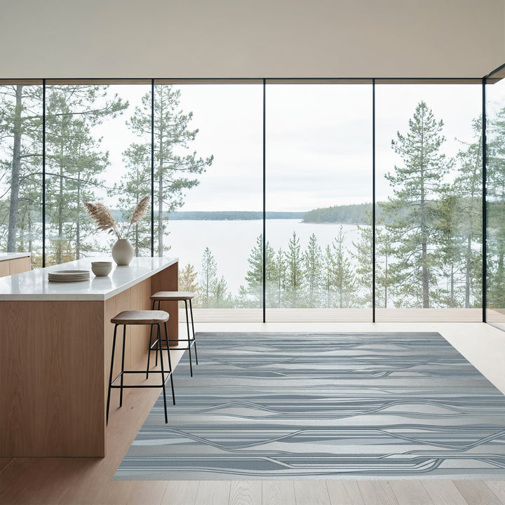 Modern Gray Ribbons Wave Rug