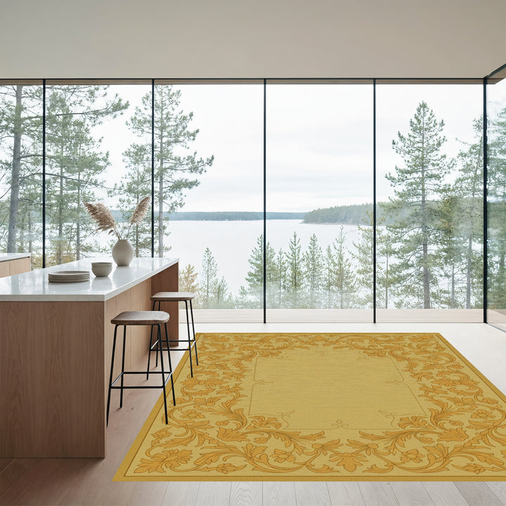 Embellished Ornate Leaf Scroll Rug
