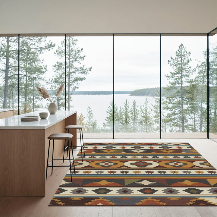 Earthy Terracotta Southwest Diamond Stripe Rug