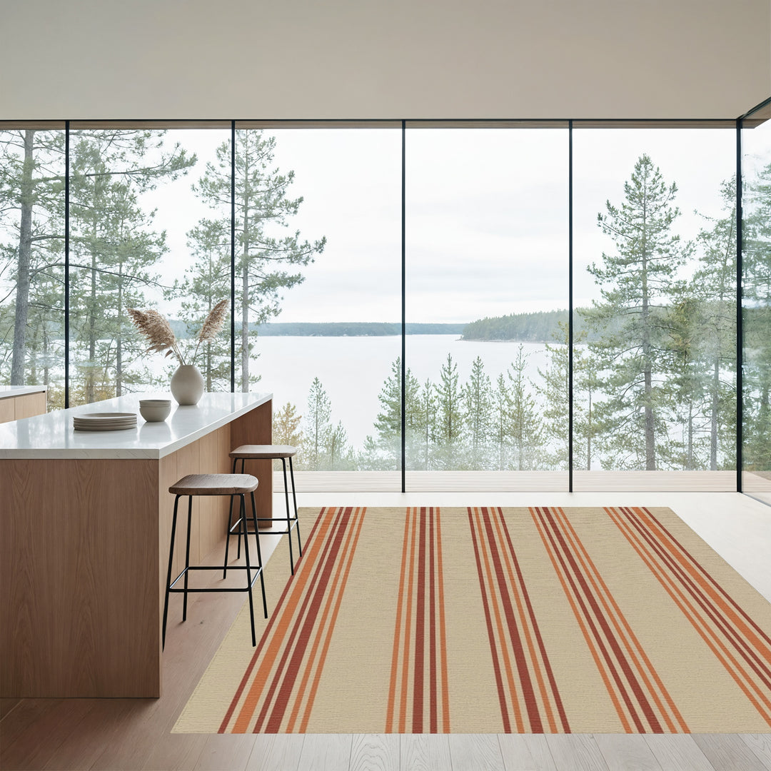 Earthy Terracotta Stripe Rug